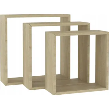 police Nástěnné police ve tvaru kostek, 3 ks, barva dub sonoma