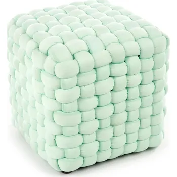Taburet Moderní čalouněná podnožka do obývacího pokoje Rubik - Halmar Tyrkysová 35x35 cm