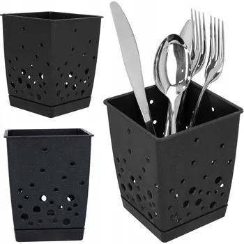 Odkapávač na nádobí Odkapávač na příbory černý sušák nádoba stojan organizér košík