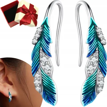 Náušnice Stříbrné náušnice 925 s pavími pery a ZIRKONY