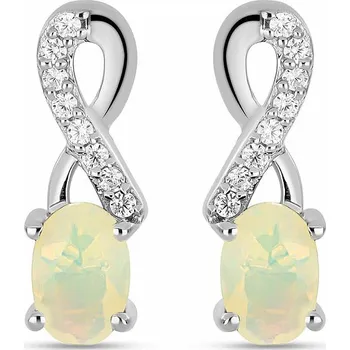 Náušnice Náušnice stříbrné s etiopskými opály a zirkony Ag 925 045077 ETOP 1,4 cm, 2,8 g
