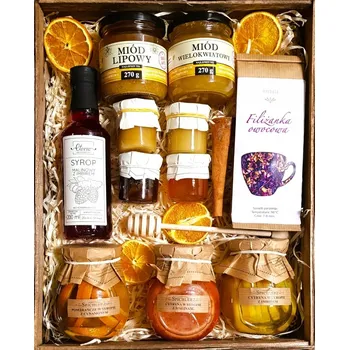 Dárkový potravinový koš Dárkový koš DÁREK ČOKOLÁDA ZAVAŘENINA CITRON SIRUP