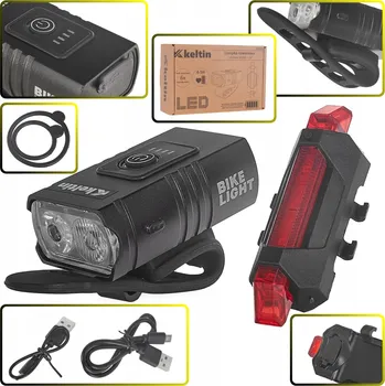 Cyklosvítilna Vodotěsná USB sada světel na kolo – přední 800 lm / 900 mAh, zadní 120 lm / 120 mAh
