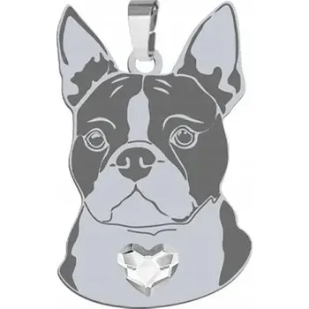 Přívěsek Boston Terrier Stříbrný Přívěsek 925 Gravírování