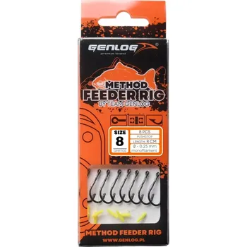 Rybářský háček Montáž GENLOG Method Feeder s tlačnou zarážkou - háček BKK č. 8, vlasec 0,25 mm