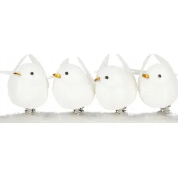 Vánoční dekorace VÁNOČNÍ BAŇKY PTÁČCI NA VÁNOČNÍ STROMEČEK DEKORACE PTÁCI 4ks BROKAT