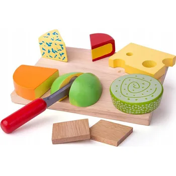 Dřevěná hračka Sada dřevěných potravin Bigjigs Toys Prkénko se sýry