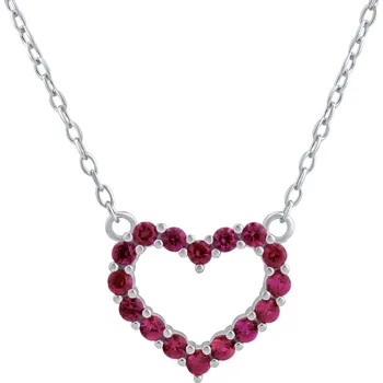 Řetízek Stříbrný náhrdelník srdce Patty s růžovými Brilliance Zirconia JJJN0685R