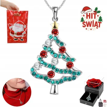 Náhrdelník Srebrny Přívěsek Choinka Naszyjnik Zawieszka Dámský Dárek k VÁNOCŮM