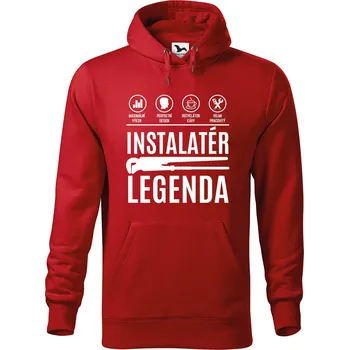 Pánská mikina DOBRÝ TRIKO Pánská mikina s potiskem Instalatér legenda Velikost pánské mikiny: 2XL, Barva: Červená