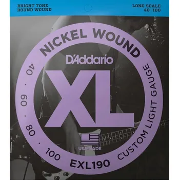 Struna pro kytaru a smyčcový nástroj Struny D'Addario EXL190 Nickel, 40-100