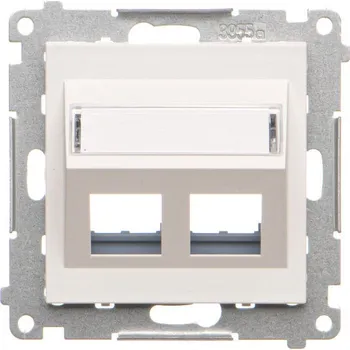 vypínač Kryt telefonní a datové zásuvky Keystone 2 násobný, zkosený, s popisným polem, Simon 55 TKP2S.01/111, bílá