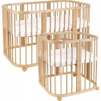 Dětská postýlka Waldin Dřevěná dětská postýlka 7v1 přírodní s matrací