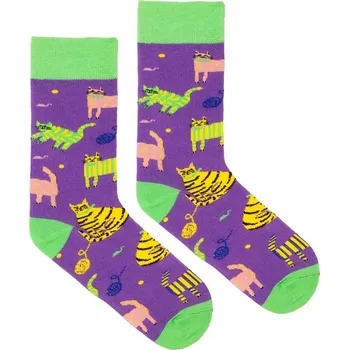 KABAK Ponožky BO Kočky Fialové 36-41 fialová velikost 36-40