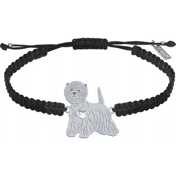 Náramek Stříbrný náramek West Highland White Terrier 925 GRAVÍROVÁNÍ Makramé