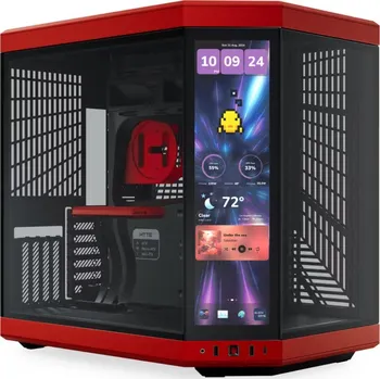 PC skříň HYTE skříň Y70 Touch Infinite Black Cherry / 14,9" dotykový displej / levé a přední sklo / Riser PCIe 4.0 / bez zdroje /
