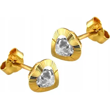 Náušnice Zlaté náušnice 585 jemné SRDCE s diamantovým brusem