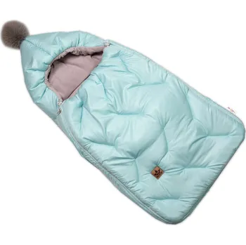 Fusak Dětský fusak Baby Nellys s kapucí a kožešinovou bambulí, modrý, mint