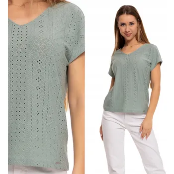 Dámská halenka Dámská halenka s krajkovým vzorem a ozdobným výřezem na zádech Pletenina Výšivka MORAJ XL