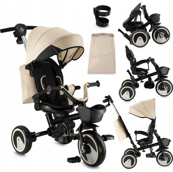 Dětská tříkolka 3v1 balanční TŘÍKOLKA - MoMi IVI béžová - nastavitelná rukojeť