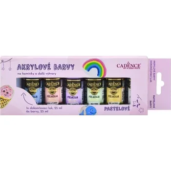 Speciální výtvarná barva Akrylové barvy na kamínky s lakem Cadence - pastelové barvy, sada 6 ks + akrylový lak 25 ml
