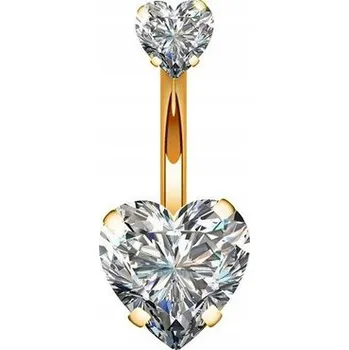 Piercing Piercing do pupíku krystalové srdce zlaté 1,6/10