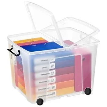 Úložný box Plastová krabice Strata - s kolečky, transparentní, 75 l