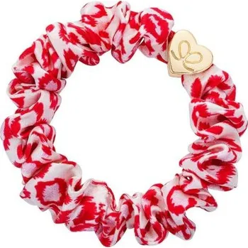 By Eloise London Silk Scrunchie Gold Heart náramek / gumička do vlasů odstín Red Leopard