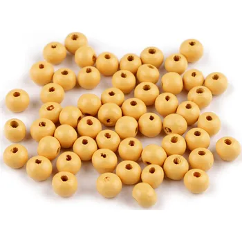 Dřevěné korálky Ø8 mm, střední, 5 žlutobéžová