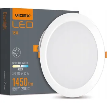 Stropní zapuštěné svítidlo Videx 18 W 4000 K 1450 lm bílé
