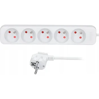 Napájecí kabel Prodlužovací Kabel přívod s lištou Solight 2 m, 5 ks, bílý