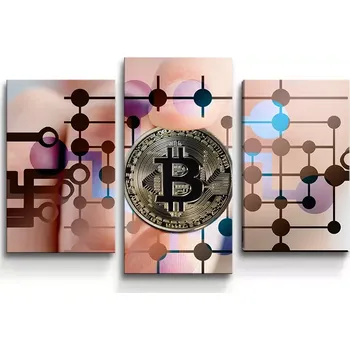 Obraz Sablio Obraz - 3-dílný Bitcoin - 75x50 cm