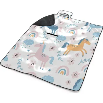 deka Sablio Plážová deka Duhoví jednorožci: 200x140 cm