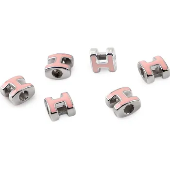 Dětské navlékací korálky Plastové korálky s velkým průvlekem H 10x11 mm, velké, 3 růžová stř.