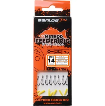 Rybářský háček Montáž GENLOG Method Feeder s tlačnou zarážkou - háček BKK č. 14, vlasec 0,20 m