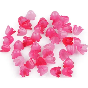 Dětské navlékací korálky Plastové korálky zvoneček / sukýnka tónované 9x11 mm, velké, 3 růžová malinová