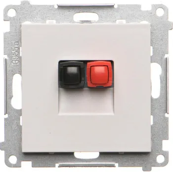 Elektrická zásuvka Zásuvka reproduktorová 1 násobná s popisným polem, pro připojení 1 reproduktoru, Simon 55 TGL1.01/114, šedá světlá