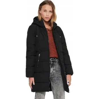 Dámský kabát ONLY ČERNÝ DÁMSKÝ PROŠÍVANÝ KABÁT S KAPUCÍ CASUAL S JXA