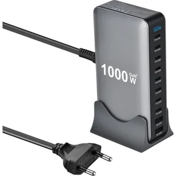 1000W GaN nabíječka 131 x 73 x 31 mm 10portová stolní PD 140W USB-C a USB-A Víceportová rychlonabíjecí stanice pro MacBook Pro notebooky telefony tablety