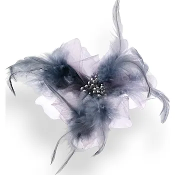 Brož Tylová látková květina s peříčky Brož Sponka