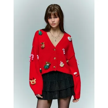 Dámský svetr Vánoční svetr - XS/S - House - červené - 243GH-33X