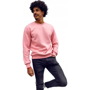 Pánská mikina Světle růžová pánská mikina bez kapuce Denley 2001A_XL