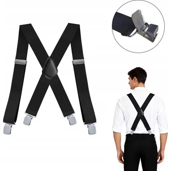 Kšandy Pánské šle na kalhoty, silné, široké, nastavitelné, černé - polská výroba