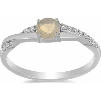 Prsten Prsten stříbrný s broušeným etiopským opálem a zirkony Ag 925 012722 ETOP 52 mm (US 6), 1,7 g