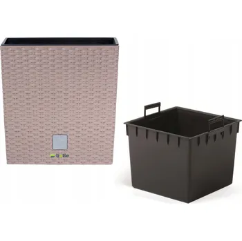 Květináč Plast Květináč béžový, Botle 26,2 cm x 26,2 x 26,6 cm