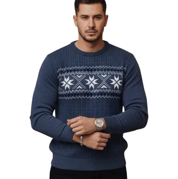 Pánský svetr Svetr DStreet wx2279 modrý kulatý velikost XL