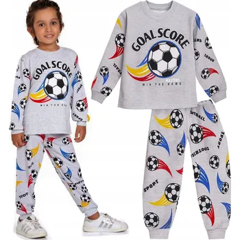 Dámské noční prádlo 116 cm Dětské pyžamo 2dílné bavlněné pyžamo MÍČ gól šedé B160