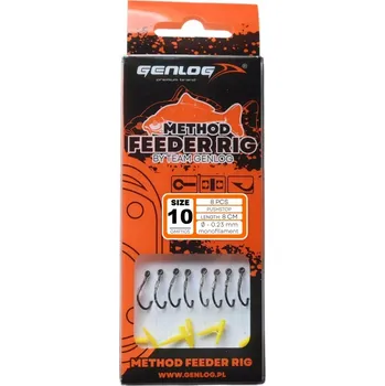 Rybářský háček Montáž GENLOG Method Feeder s tlačnou zarážkou - háček BKK č. 10, vlasec 0,23 m