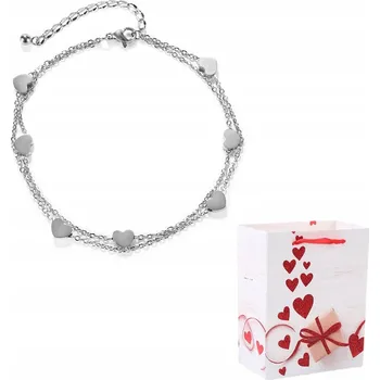 Náramek Stříbrný Řetízek náramek na kotník s motivem srdce z chirurgické Ocel motivem nohy