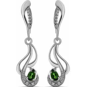 Náušnice Náušnice stříbrné s broušenými chromdiopsidy a zirkony Ag 925 029264 DIO 3,5 cm, 4,3 g
